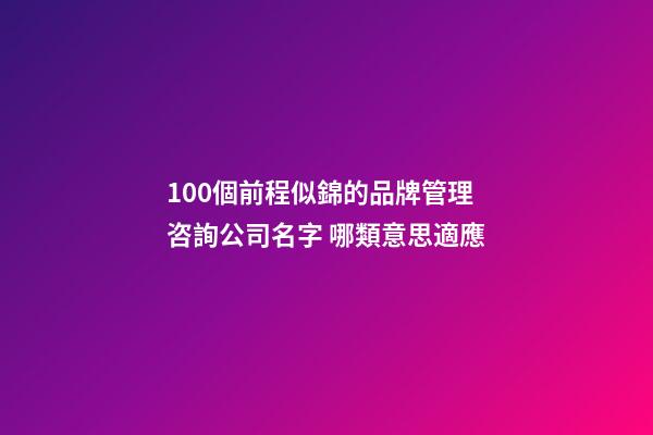 100個前程似錦的品牌管理咨詢公司名字 哪類意思適應